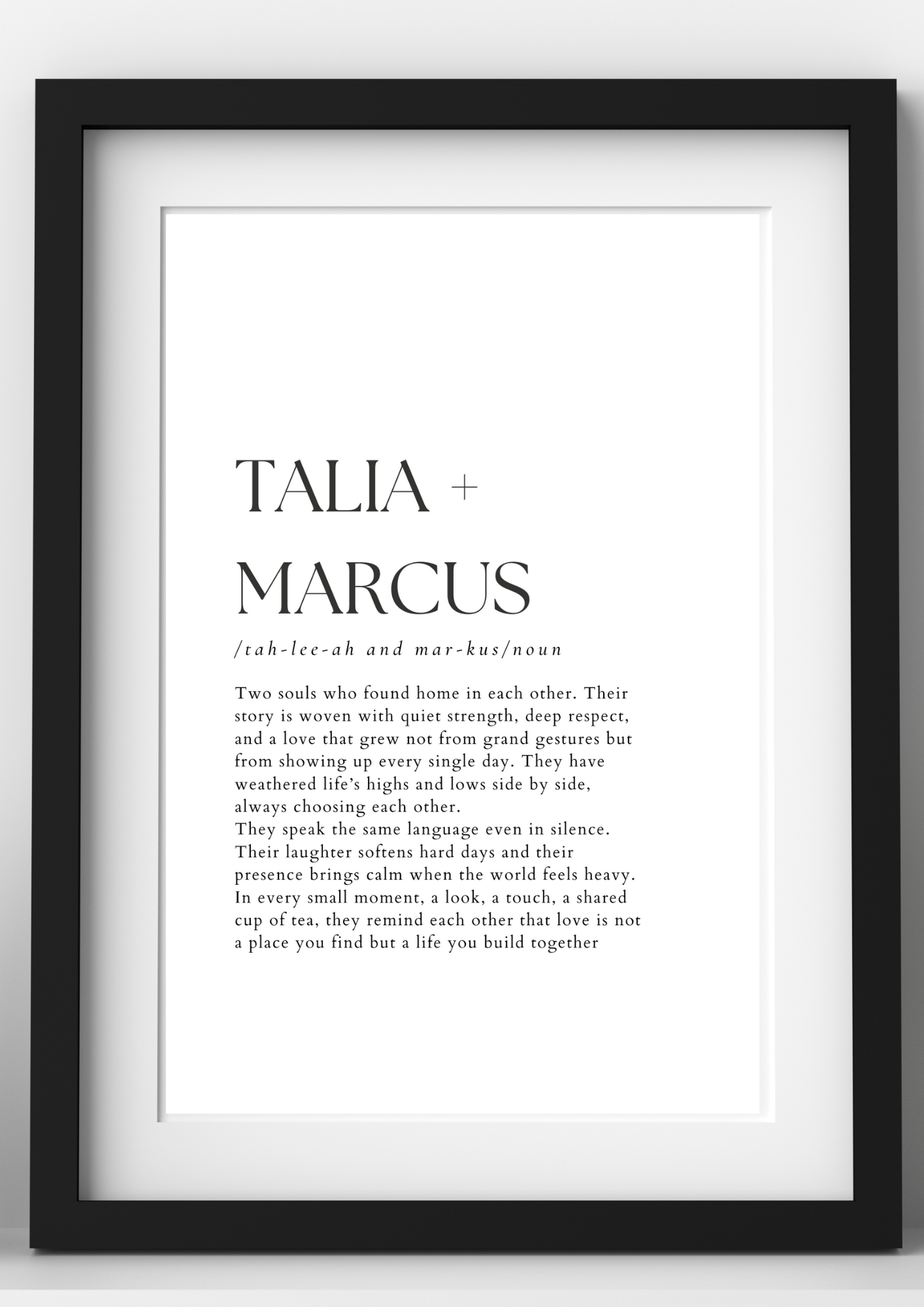 The Definition of Us – Custom Written, Digital or Framed Gift Option