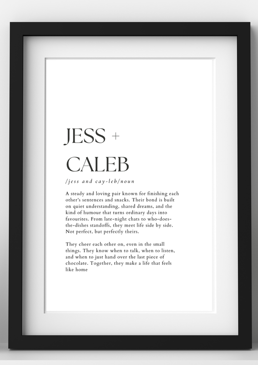 The Definition of Us – Custom Written, Digital or Framed Gift Option