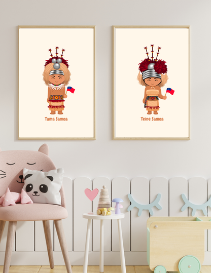 Traditional Samoan Dress Digital Wall Art (Set of Two)