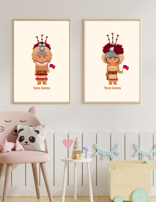 Traditional Samoan Dress Digital Wall Art (Set of Two)