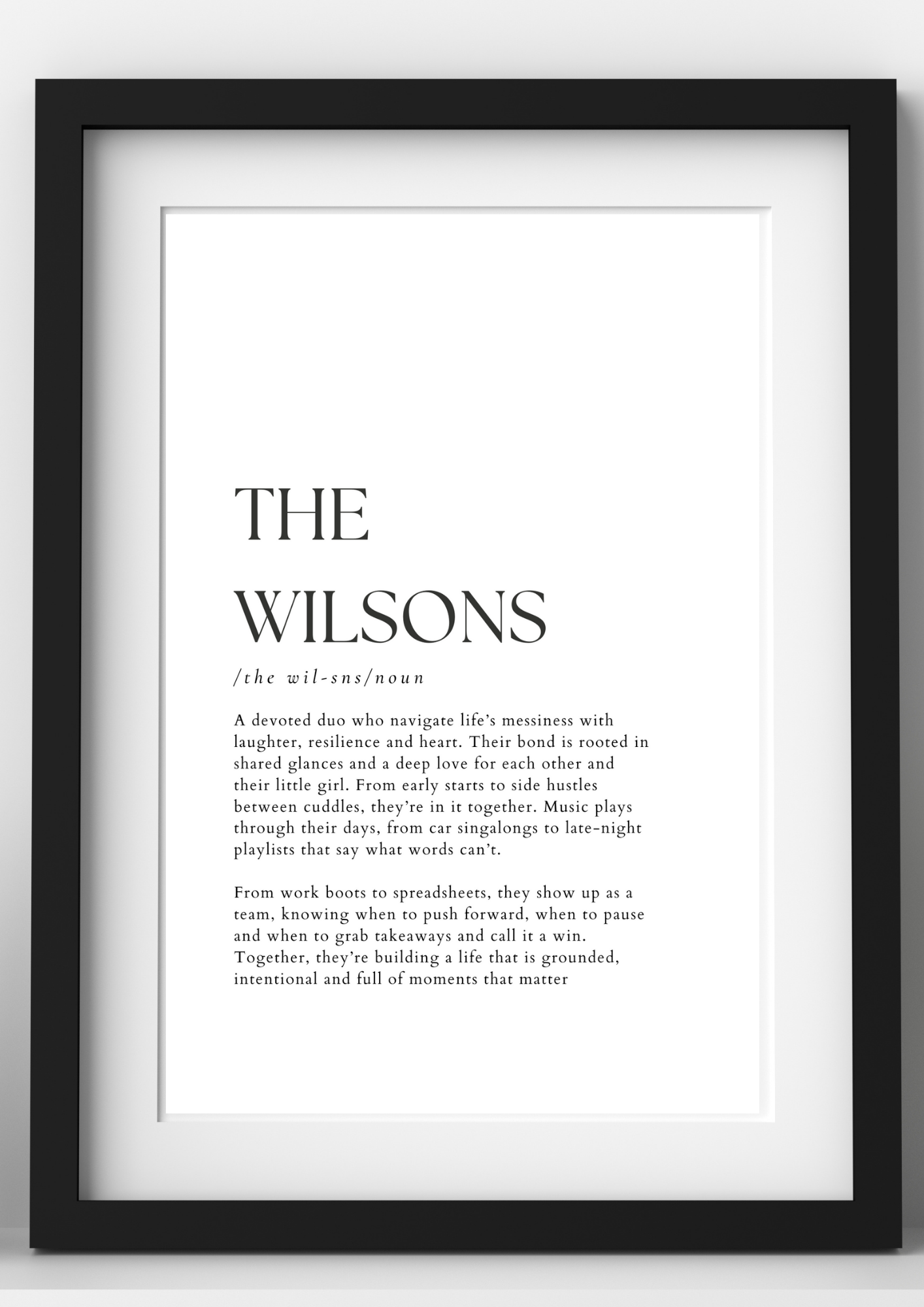 The Definition of Us – Custom Written, Digital or Framed Gift Option